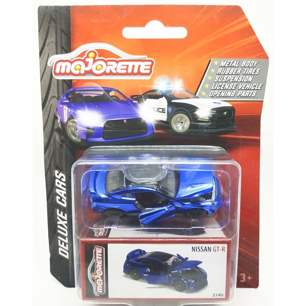 Majorette Nissan GT-R R35 - Deluxe Car Series - Chrome Blue Color / Wheels RT5YG /scale 1/61 (3 inch