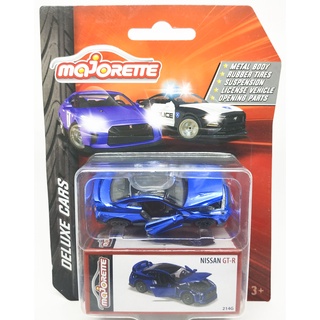 Majorette Nissan GT-R R35 - Deluxe Car Series - Chrome Blue Color / Wheels RT5YG /scale 1/61 (3 inches) Package with Box