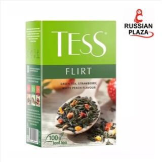 ชาเขียวชนิดใบ Tess Flirt ขนาดบรรจุ 100 g / Tess Flirt зеленый листовой чай с клубникой и ароматом белого персика, 100 г