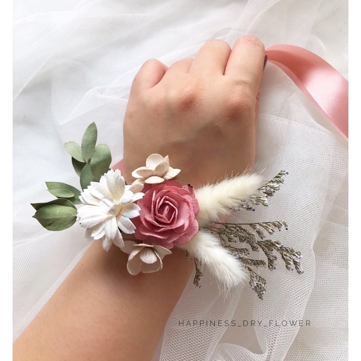 ดอกไม้ข้อมือเพื่อนเจ้าสาวโทนสีกะปิ ‼️พร้อมส่ง ‼️style minimal คิวท์ๆ