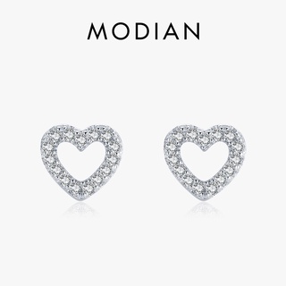 Modian แท้ ต่างหูสตั๊ด เงินแท้ 925 จี้รูปหัวใจ โรแมนติก แวววาว เครื่องประดับหมั้น งานแต่งงาน สําหรับผู้หญิง