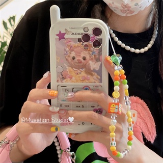 เคสโทรศัพท์มือถือ แบบนิ่ม ลายการ์ตูนหมีน่ารัก มีสายโซ่คล้อง สําหรับ Apple Iphone รุ่น 13 12promax