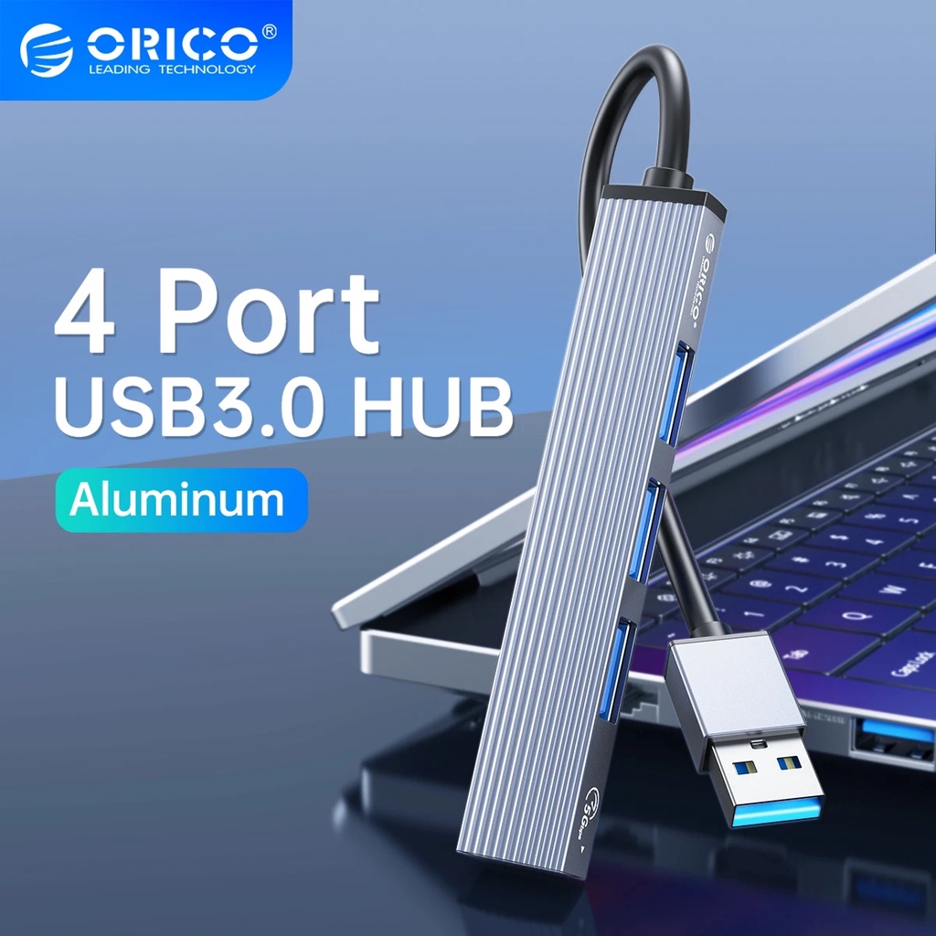 Orico USB Hub Aluminum อะแดปเตอร์ฮับ USB 3.0 2.0 อลูมิเนียม 4 พอร์ต หลายช่อง OTG แบบพกพา TF Dock สําหรับ Pro PC คอมพิวเตอร์