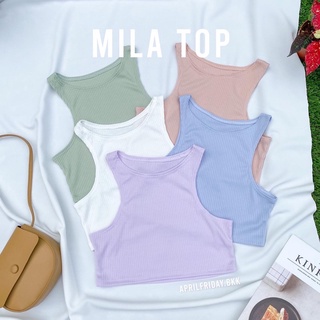 🌈 APRILFRIDAY - MILA TOP ♥️ เสื้อครอปแขนกุด ทรงสุดฮอต สีพาสเทล ผ้านุ่มมากกก ใส่สบายสุดๆ พร้อมส่ง 5 สี