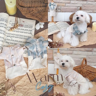 เสื้อเชิ้ตหมา เเละเเมว MOONIES PET004: Warm &amp; Cozy Pet Shirt ลายสก๊อต