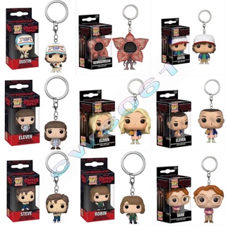 Funko POP พวงกุญแจ จี้ฟิกเกอร์ Stranger Things Demogorgon Eleven Dostin Barb Steve Robin สําหรับห้อยกระเป๋า