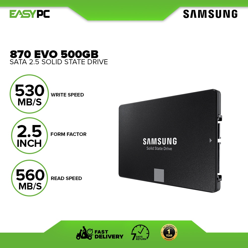 Samsung 870 Evo Solid State Drive 500gb SATA 2.5, 870 Evo Solid State