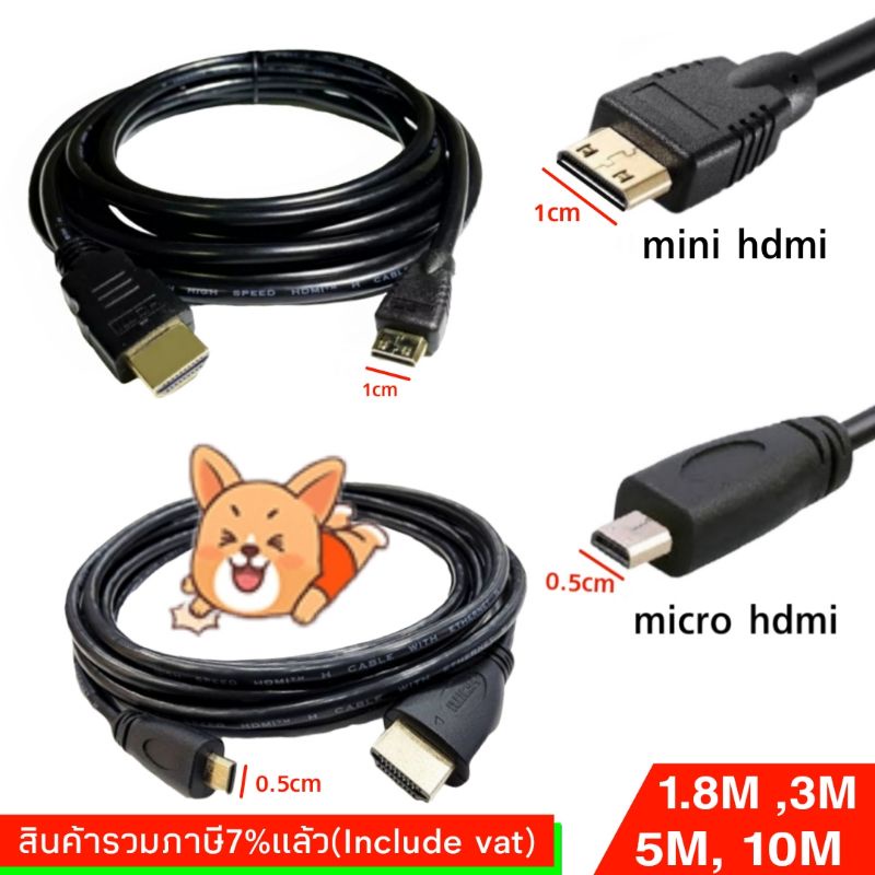 สายmini hdmi/micro hdmi to hdmi 1.8M,3M,5M,10M (1.8เมตร,3เมตร,5เมตร,10เมตร)