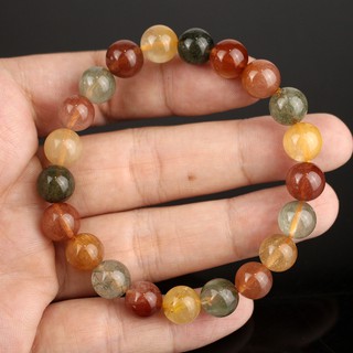 สร้อยข้อมือหินไหม5สี (Rutile Quartz) ราชาความมั่งคั่งและร่ำรวย ขนาด9มิล เกรด AAA ไหมแน่น เนื้อใส หินแท้จากประเทศบราซิล