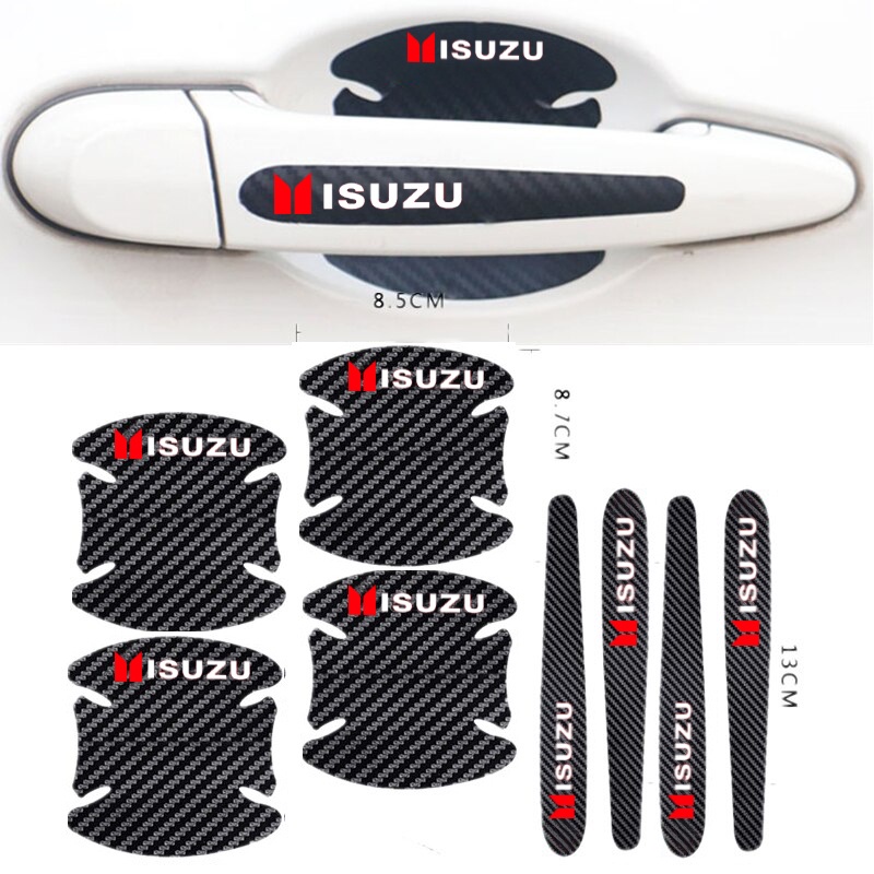 4/8pcs คาร์บอนไฟเบอร์รถสติกเกอร์ Anti-scratch รถประตูชามสติกเกอร์สําหรับ Isuzu D-Max MUX Dmax