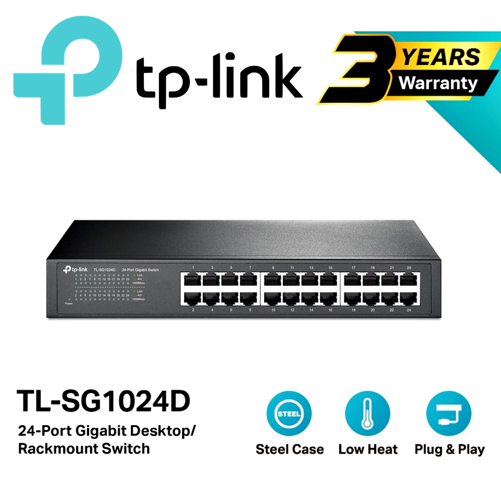 SWITCH HUB (สวิตซ์ฮับ) TPLINK (TLSG1024D) 24 PORTS GIGABIT PORT