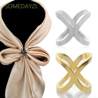 Somedayzl เครื่องประดับเข็มกลัดแหวนผ้าพันคอสีทองสีเงินสําหรับผู้หญิง