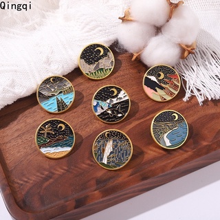 เครื่องประดับเข็มกลัดกระเป๋าเข็มกลัดกลางแจ้งภูเขา Starry Night Enamel Pin