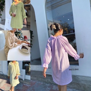 “Mini dress pastel” เดรสแขนยาวสุดฮิต ผ้าใส่สบาย freesize ใส่ได้หลากหลายสไตล์