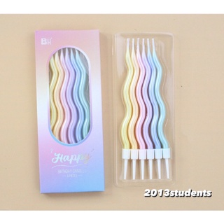 เทียนวันเกิดสีมุก เทียนเกลียวสีมุก เทียนแท่งยาว เทียนเกาหลี เทียนหลากสี birthday candle [พร้อมส่งจากไทย]