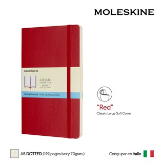 Moleskine Dotted Large Soft Cover (A5) (Red) - สมุดโน๊ต Moleskine A5 ปกอ่อน ลายจุด สีแดง