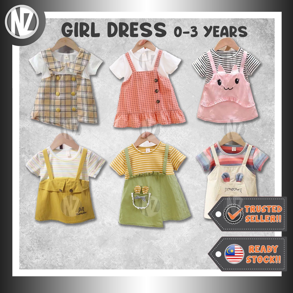 NZ [ใหม่] GIRL DRESS 3MONTH-3YEAR / BABY GIRL DRESS / CHILDREN CLOTHING / SUSPENDER SKIRT / DRESS SE