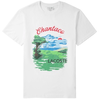 เสื้อยืดโอเวอร์ไซส์Un isex Lacostes เสื้อยืดลําลองแฟชั่น แขนสั้น คอปก พิมพ์ลาย พร้อมป้ายแท็กS-3XL