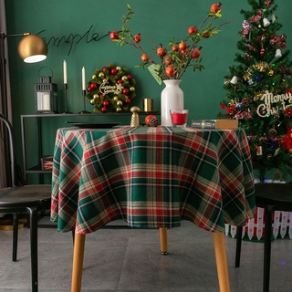 Tablecloth Linen Placemat Red Green Plaid Grid Modern Elegant Dining Coffee Table Kitchen Decoration Cloth Mat Rectangular Wedding Birthday Christmas Party Cover Living Room Bedroo