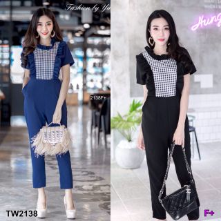 TW2138 Jumpsuit สวยๆห้ามพลาดมาแล้วจ้า จั้มสูทขายาวงานผ้าโฟเวย์เก็บทรงสวย