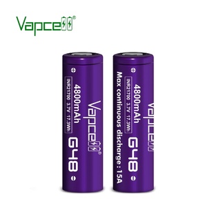 ถ่านชาร์จVapcell INR21700 G48 4800mAh 3.7V ของแท้ได้ถ่าน 2 ก้อนแถมกระเป๋าใส่ถ่าน