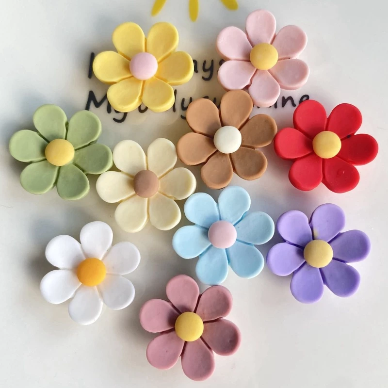 10 ชิ้น / เซต 19/27/35 มม. เคลือบด้าน ดอกทานตะวัน ดอกไม้ เรซิน ด้านหลังแบน DIY รองเท้า หัวเข็มขัด ถ้วยโทรศัพท์ อุปกรณ์เสริม