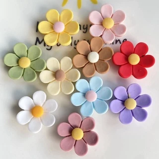 10 ชิ้น / เซต 19/27/35 มม. เคลือบด้าน ดอกทานตะวัน ดอกไม้ เรซิน ด้านหลังแบน DIY รองเท้า หัวเข็มขัด ถ้วยโทรศัพท์ อุปกรณ์เสริม