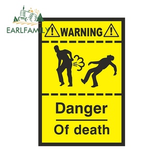 Earlfamily สติกเกอร์ไวนิล ลาย Death Warning Sign Funny Car Assessoires ขนาด 13 ซม. x 8.8 ซม. สําหรับติดตกแต่งตู้เย็น รถยนต์ RV