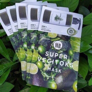 New!!แยกแผ่นขาย.  มาส์กผักอันโด่งดัง WONDER BATH X Chosungah Super Vegitoks 2-Step Mask 🍀🌿