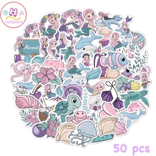 Sticker สติ๊กเกอร์ นางเงือก H 225 เจ้าหญิง 50ชิ้น ปลา ทะเล baby shark เด็ก Mermaid เงือก เบบี้ชาร์ค ariel แอเรียล เด็ก