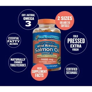 (Exp.05/2027)Pure Alaska Omega Wild Alaskan Salmon Oil🐟 น้ำมันปลาแซลมอนแท้ 💯% นำเข้าจาก USA🇺🇸 ได้รับกรดไขมันโอเมก้า 3