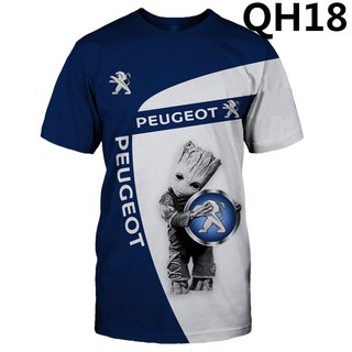 เสื้อยืดแขนสั้น คอกลม พิมพ์ลายโลโก้ Dongfeng Peugeot 3 มิติ แฟชั่นฤดูร้อน สําหรับผู้ชาย 2021