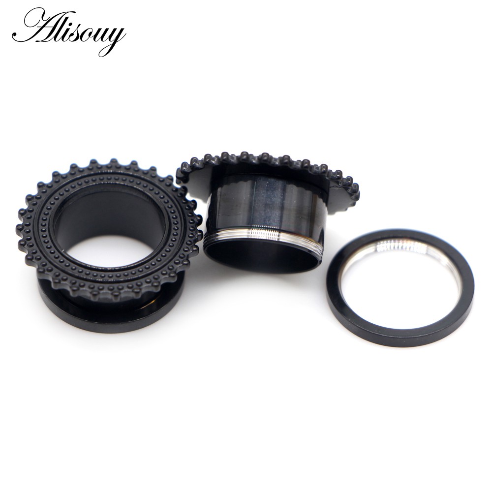 Alisouy 2 ชิ้น 316 ลิตร สเตนเลส ปลั๊กอุโมงค์ และรู สกรู ขยาย ต่างหู เกจวัด เครื่องประดับร่างกาย เจาะ