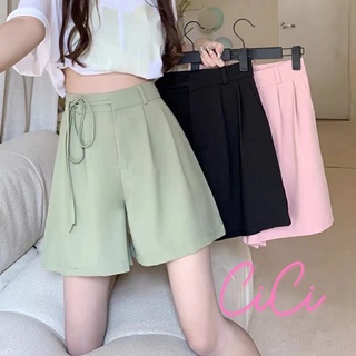 Cici ❣🇹🇭🚚พร้อมส่ง❣(NO.269)กางเกงขาสั้นตะขอหน่า ดีเทลเก๋สายผูกโบว์เอว ทรงบอย ใส่ทำงานหรือจับแมทซ์ได้ง่ายๆเข้าทุกลุค