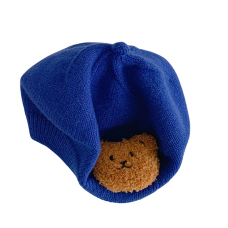 หมวกบีนนี่ ผ้าถัก ให้ความอบอุ่น ลายหมีน่ารัก เหมาะกับฤดูใบไม้ร่วง และฤดูหนาว สําหรับเด็กทารกผู้ชาย และเด็กผู้หญิง