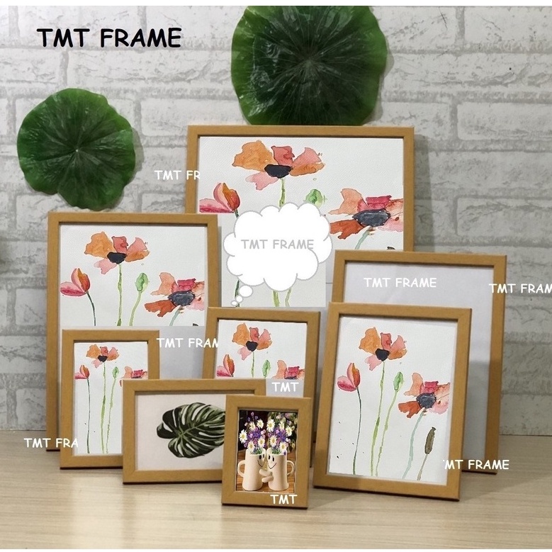 กรอบรูปสีไม้ยาง ใส่รูปภาพขนาด 3x4”,4x6”,5x7”,6x8”,A5,8x10”,8x12”,A4,10x12”,11x14”,10x15”^^พร้อมกระจกใสด้านหน้า^^