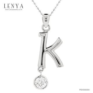 Lenya Jewelry จี้ตัวอักษร ตัว K ตัวเรือนเงินแท้ชุบทองคำขาว ประดับเพชร DiamondLike