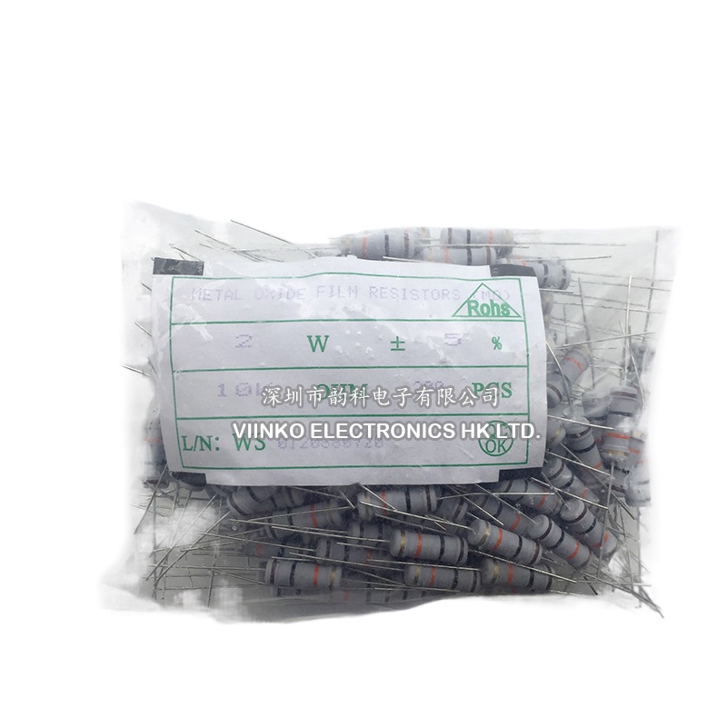 20pcs 2W ตัวต้านทานฟิล์มโลหะออกไซด์ 5% 1R ~ 10M 100R 220R 330R 1K 2.2K 3.3K 4.7K 10K 22K 47K 100K 1M