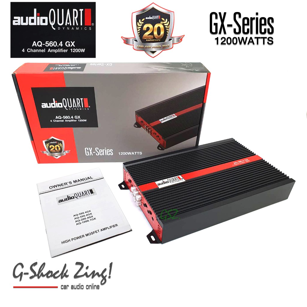 audio QUART เพาเวอร์แอมป์ 4CH สำหรับขับเสียงกลางแหลมหรือซับเบส กำลังขับ 1200Watts audio QUART GX Series รุ่น AQ-560.4 GX