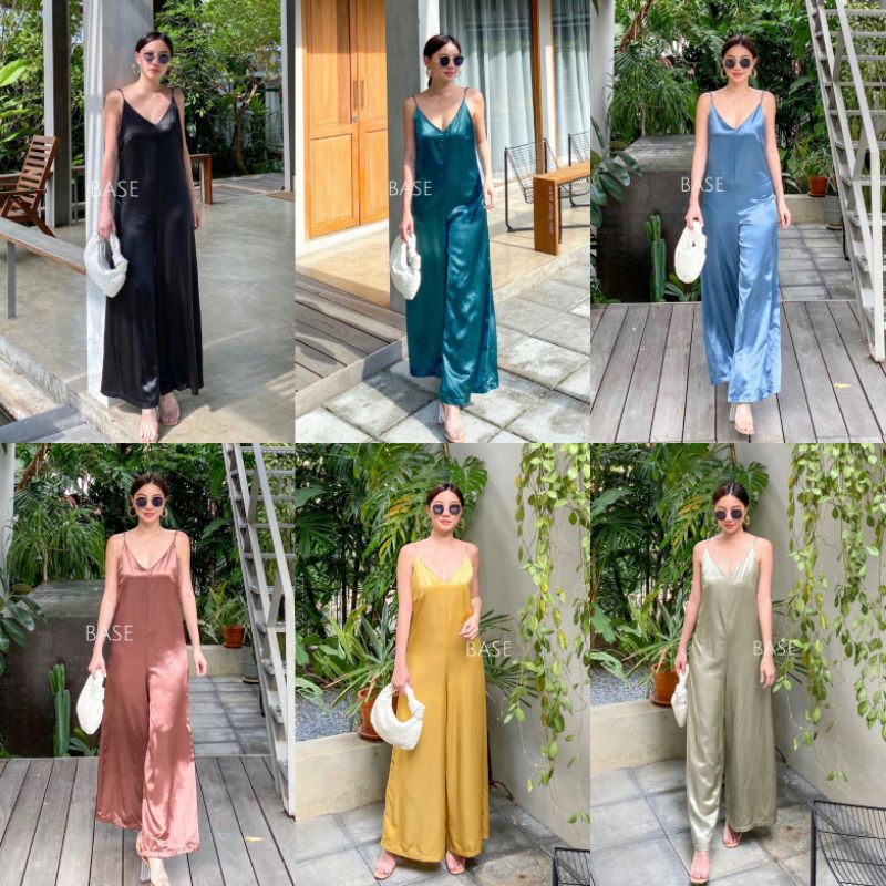 🏷️BASE SALIL JUMPSUIT จั๊มสูทคอวี จั๊มสูทขายาว ชุดสายเดี่ยว ชุดออกงาน ชุดไปงาน ชุดสวย ชุดเรียบหรู ชุ