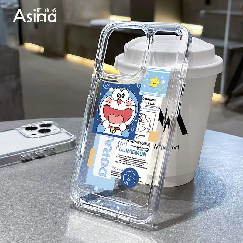 เคสโทรศัพท์มือถือ แบบใส ลายโดราเอมอนน่ารัก สําหรับ iphone 11 13 7 8 Plus 12 13Pro Max X XS Max 7 8 SE 2020
