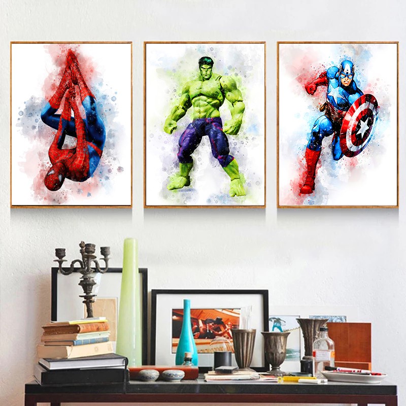 Artposters And Prints Marvel Superhero Watercolor Pictures On The Wall Canvas Painting Art Decoration Home Decor Cuad Ee Thailand - Superhero Canvas Wall Art Uk