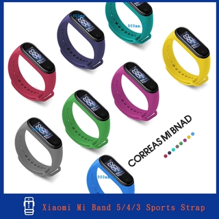 สายรัดข้อมือ Xiaomi Mi Band 5 4 3 สายสมาร์ทสปอร์ต Xiomi MiBand 3 4 5 สายรัดข้อมือซิลิโคนหลายสี