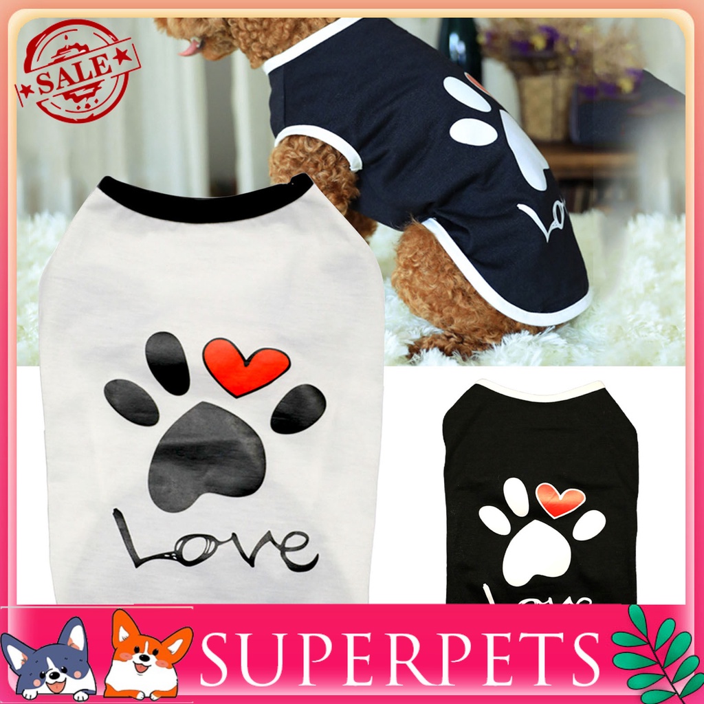 Summer Fashion Cute Heart Love Paw Pattern Breathable Dog Puppy Vest ...