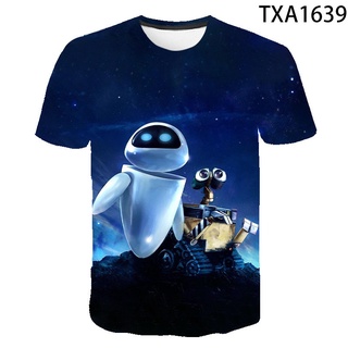 เสื้อยืดแขนสั้นลําลอง พิมพ์ลายการ์ตูน WALL·E 3 มิติ แฟชั่นฤดูร้อน สําหรับเด็กผู้ชาย และเด็กผู้หญิง