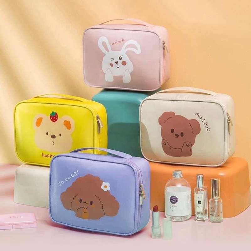 พร้อมส่ง กระเป๋าใส่เครื่องสำอาง หมี ขนาดพกพา กระเป๋าอเนกประสงค์ ใส่ คสอ