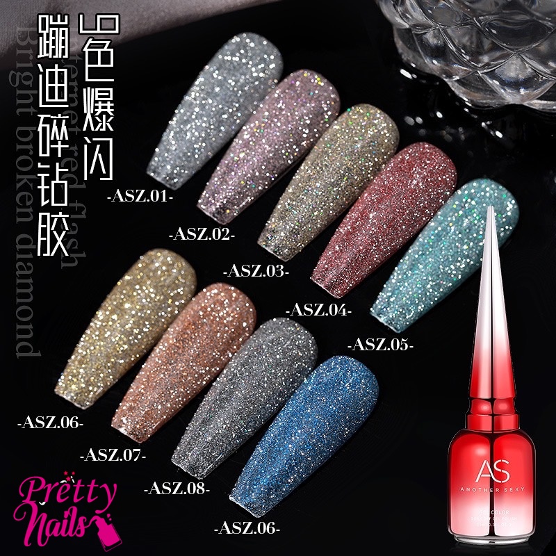 สีเจล Flash สีทาเล็บเจล AS ( รหัส ASZ ) Broken drill 15 ml ยาทาเล็บเจล สีแฟลช