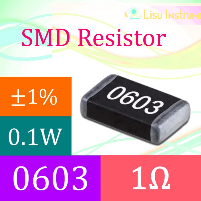 1R 0603 ±1% ตัวต้านทานฟิล์มหนาตัวต้านทานชิป SMD 1R00 1Ω