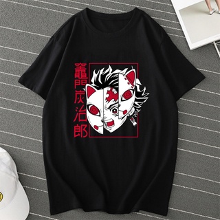 ROUND คอลูกเรือเสื้อยืด พิมพ์ลายกราฟิกอนิเมะ Demon Slayer Kimetsu No Yaiba Kamado Tanjirou แฟชั่นสําหรับผู้ชาย และผู้หญิ