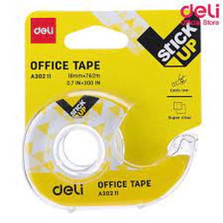 Deli A30211 Invisible Tape เทปขนาดพกพาพร้อมแท่นตัดเทปแบบใส แท่นเทป เทปแบบใส ขนาด18มมx300นิ้ว